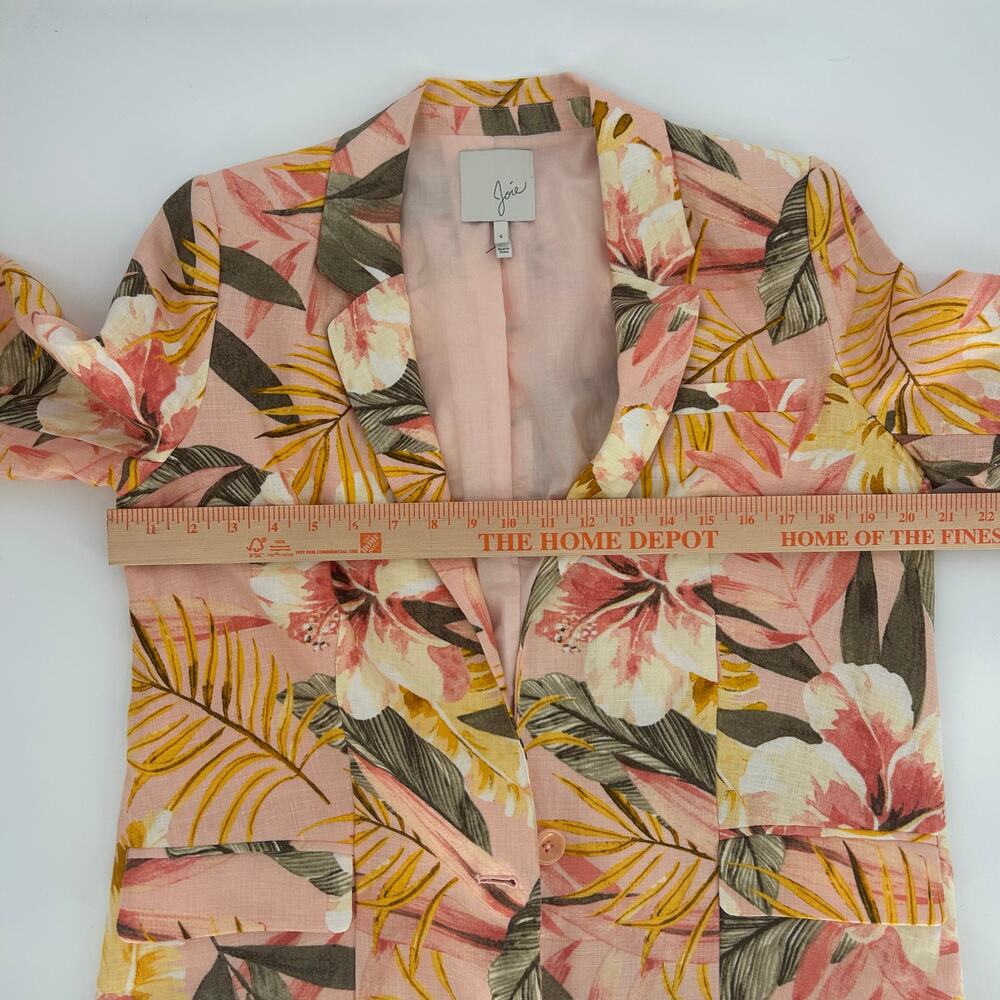 JOIE Kishina B Floral Linen Blazer Size 6 Dusty Nude $298 EUC - Picture 5 of 9